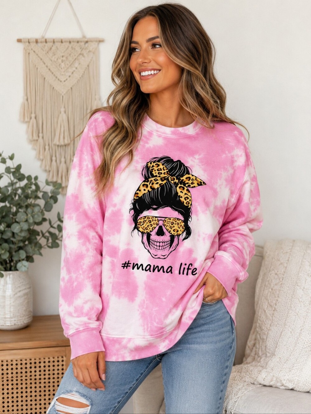 Women's Mama Life Tie-dye Sweatshirt - NWOT